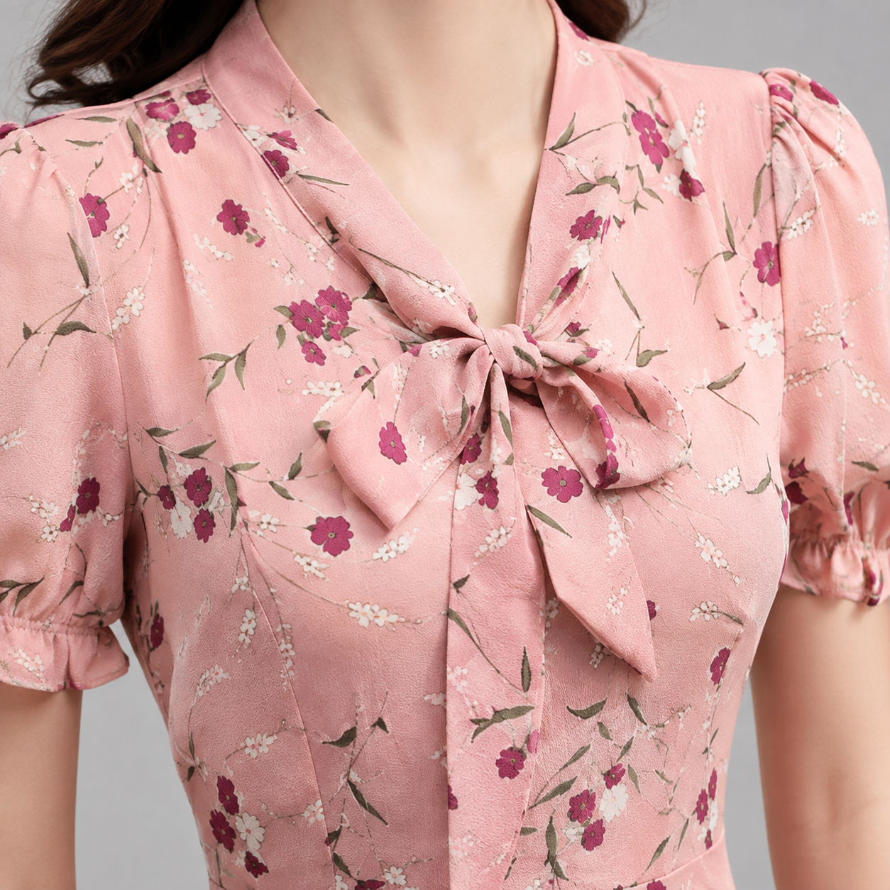 Harrogate Bow Neck Floral Midi Dress