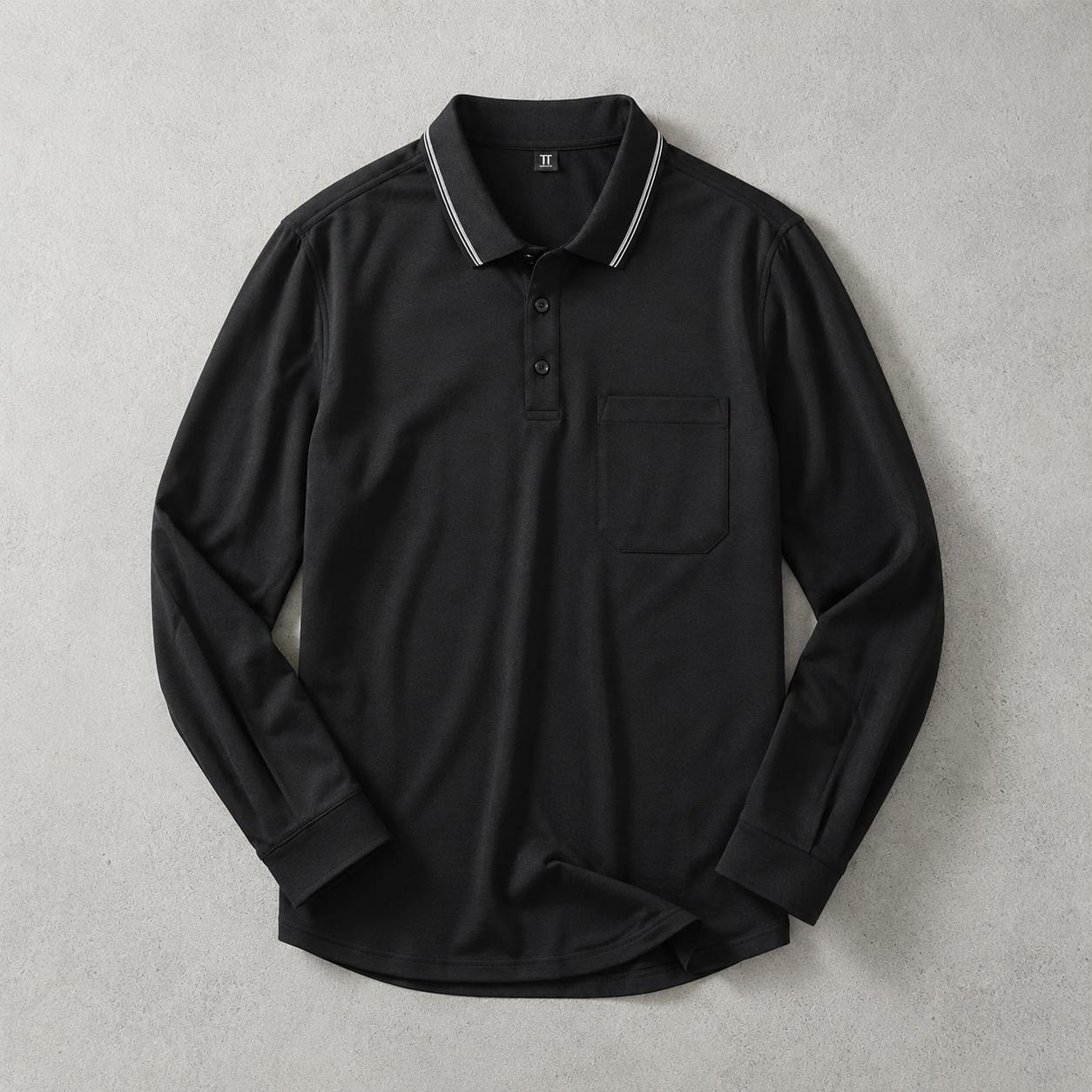 Rye Long Sleeve Tipped Collar Knit Polo