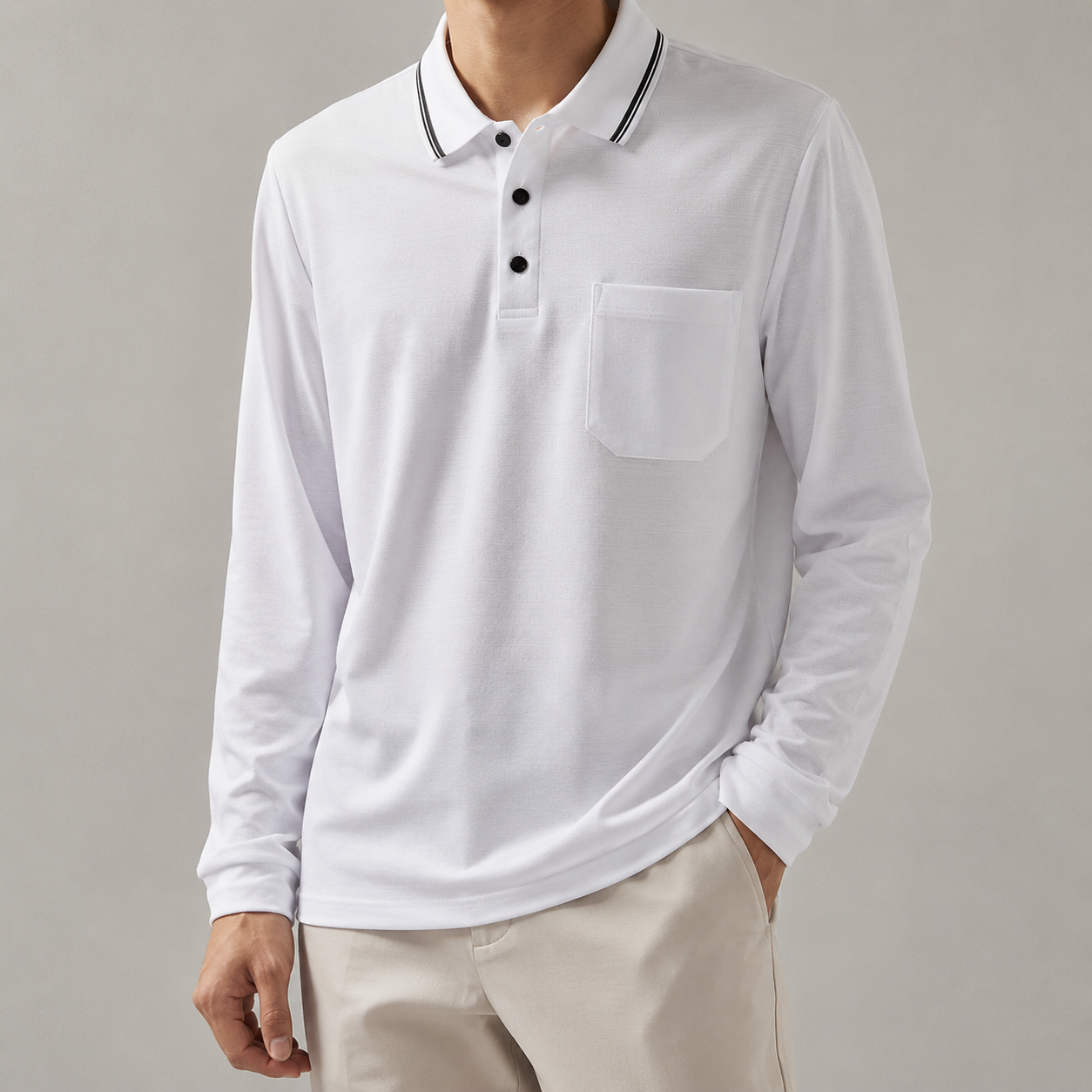 Rye Long Sleeve Tipped Collar Knit Polo