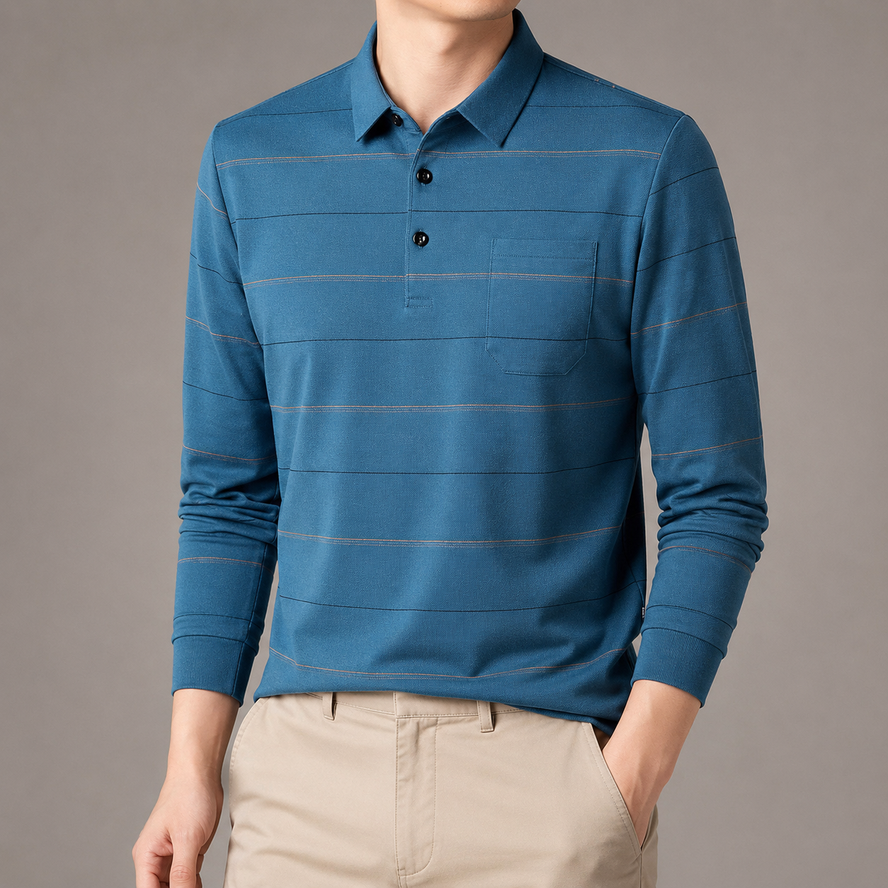 Arundel Striped Long Sleeve Knit Polo