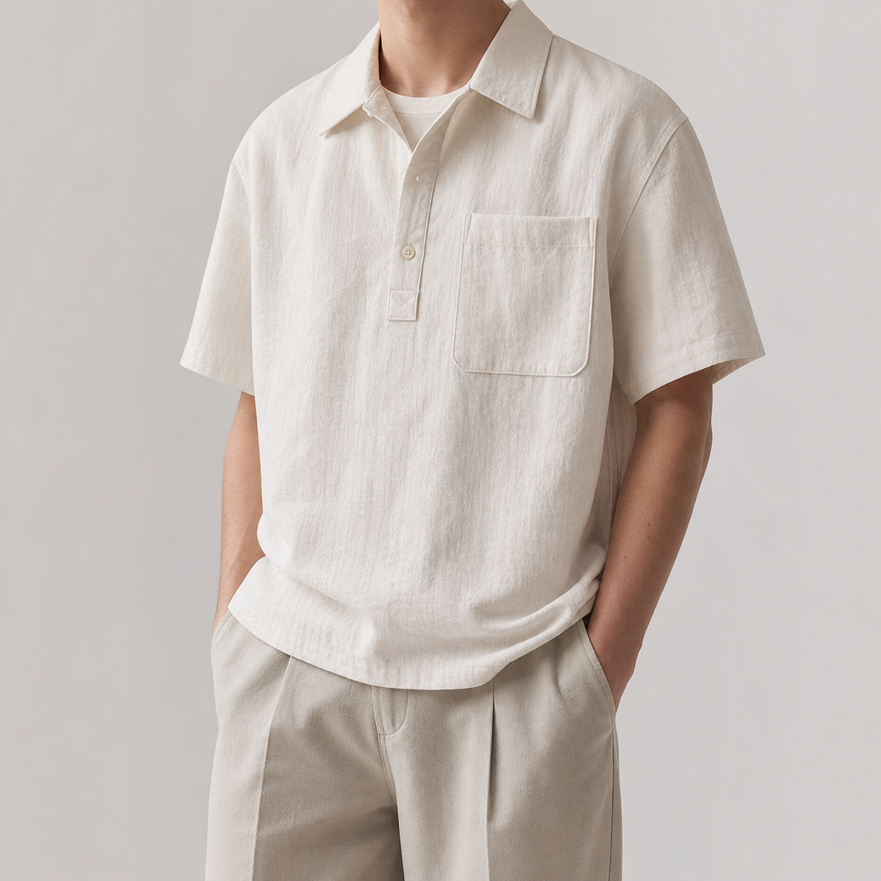 Burford Textured Popover Polo Shirt