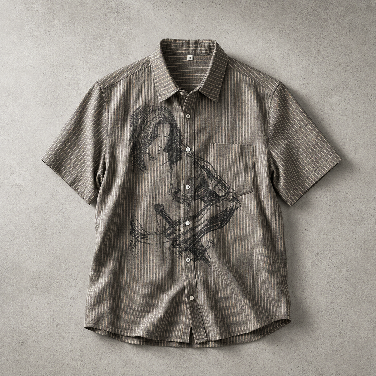 Bibury Striped Sketch Print Shirt