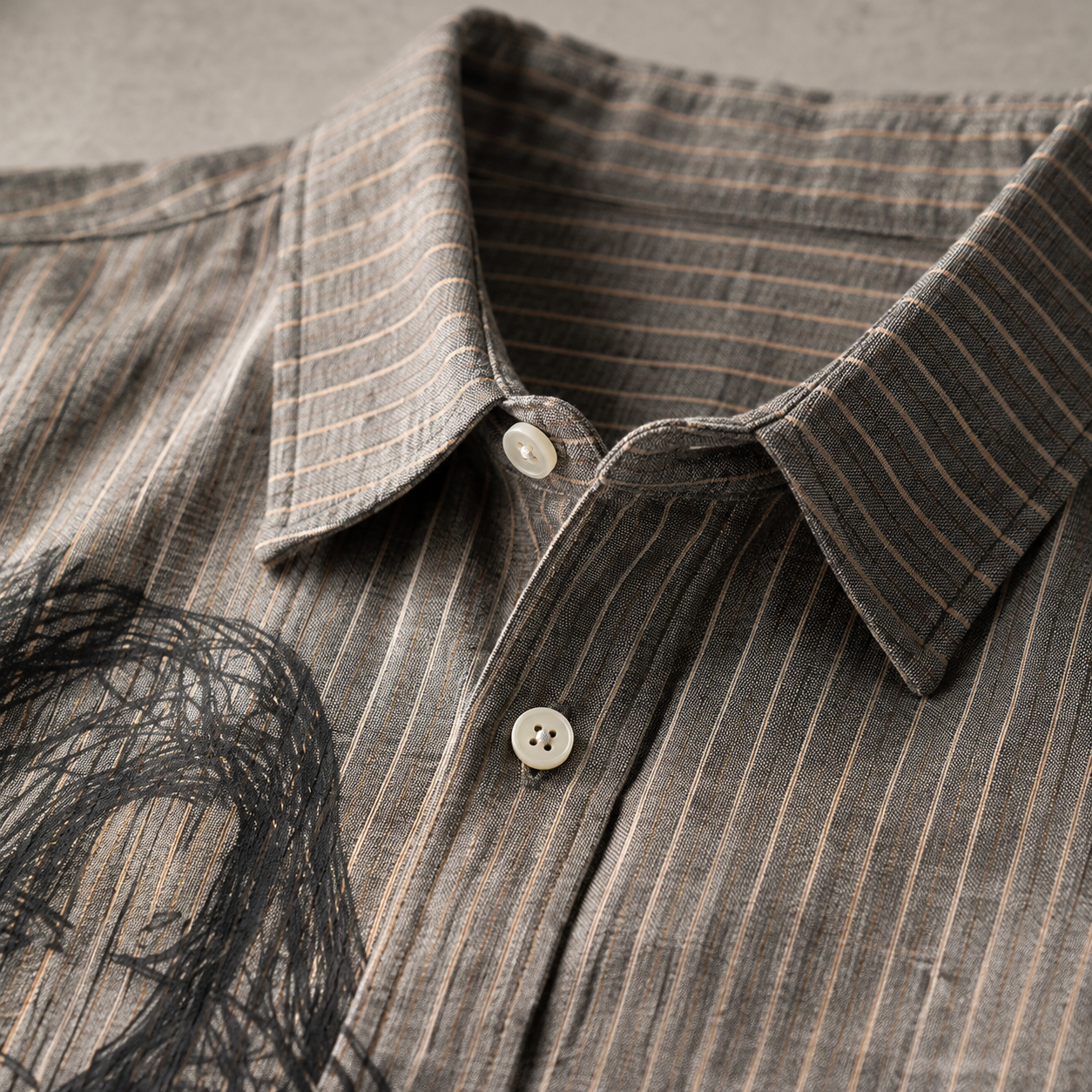 Bibury Striped Sketch Print Shirt