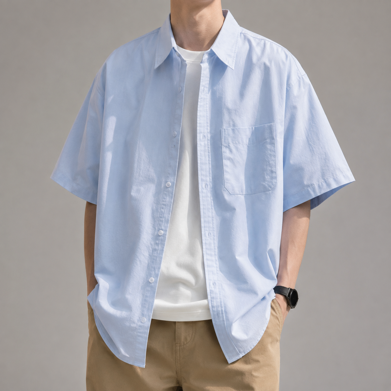 Stamford Light Blue Short Sleeve Shirt