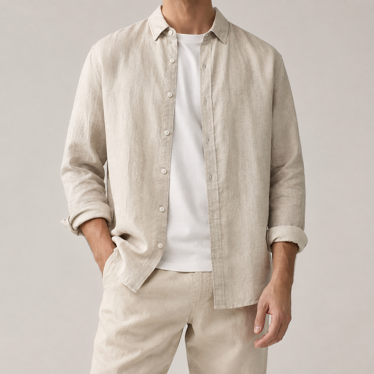 Oakham Cotton Linen Long Sleeve Shirt