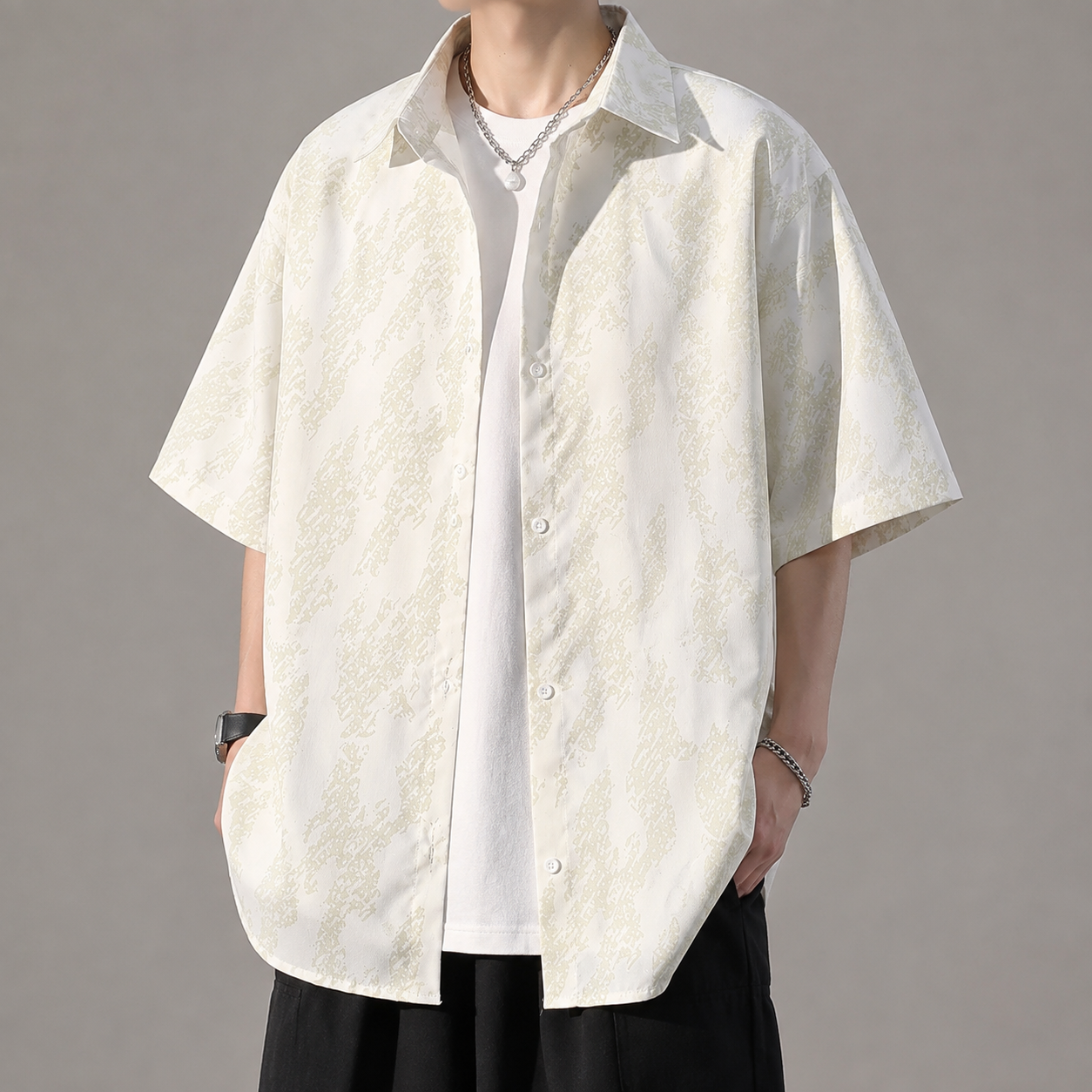 Woodstock Abstract Print Short Sleeve Shirt