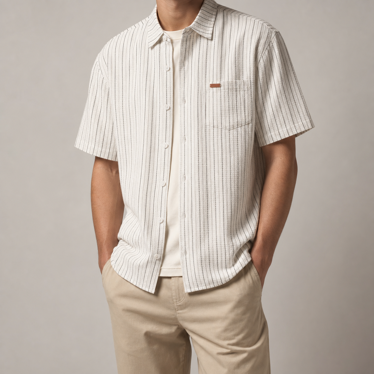 Cadiz Textured Stripe Short Sleeve Shirt