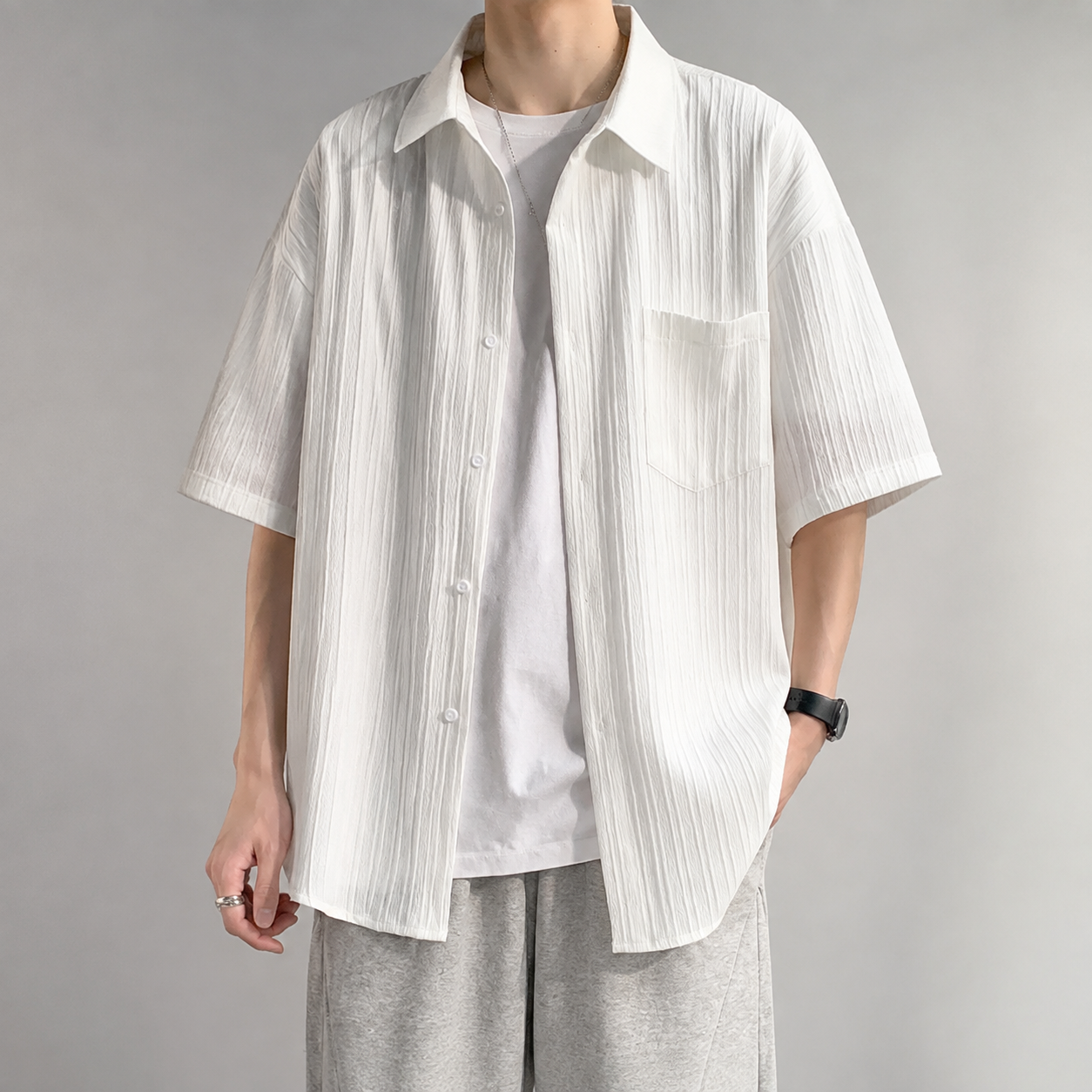 Girona Crinkle Texture Short Sleeve Shirt