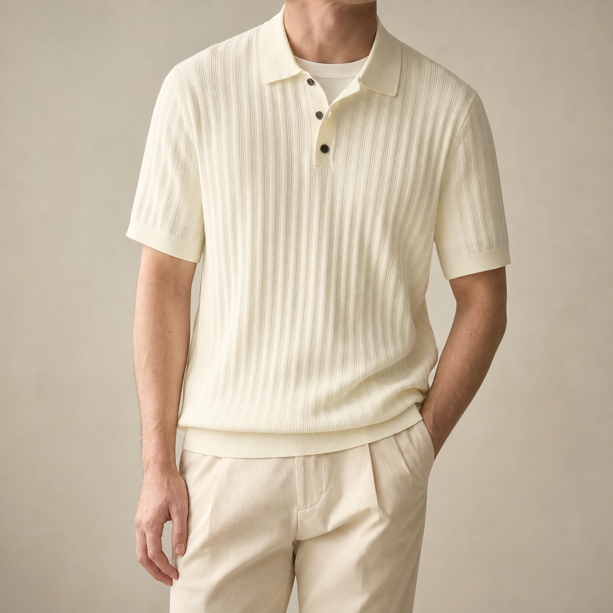 Cadaques Ribbed Knit Polo Shirt