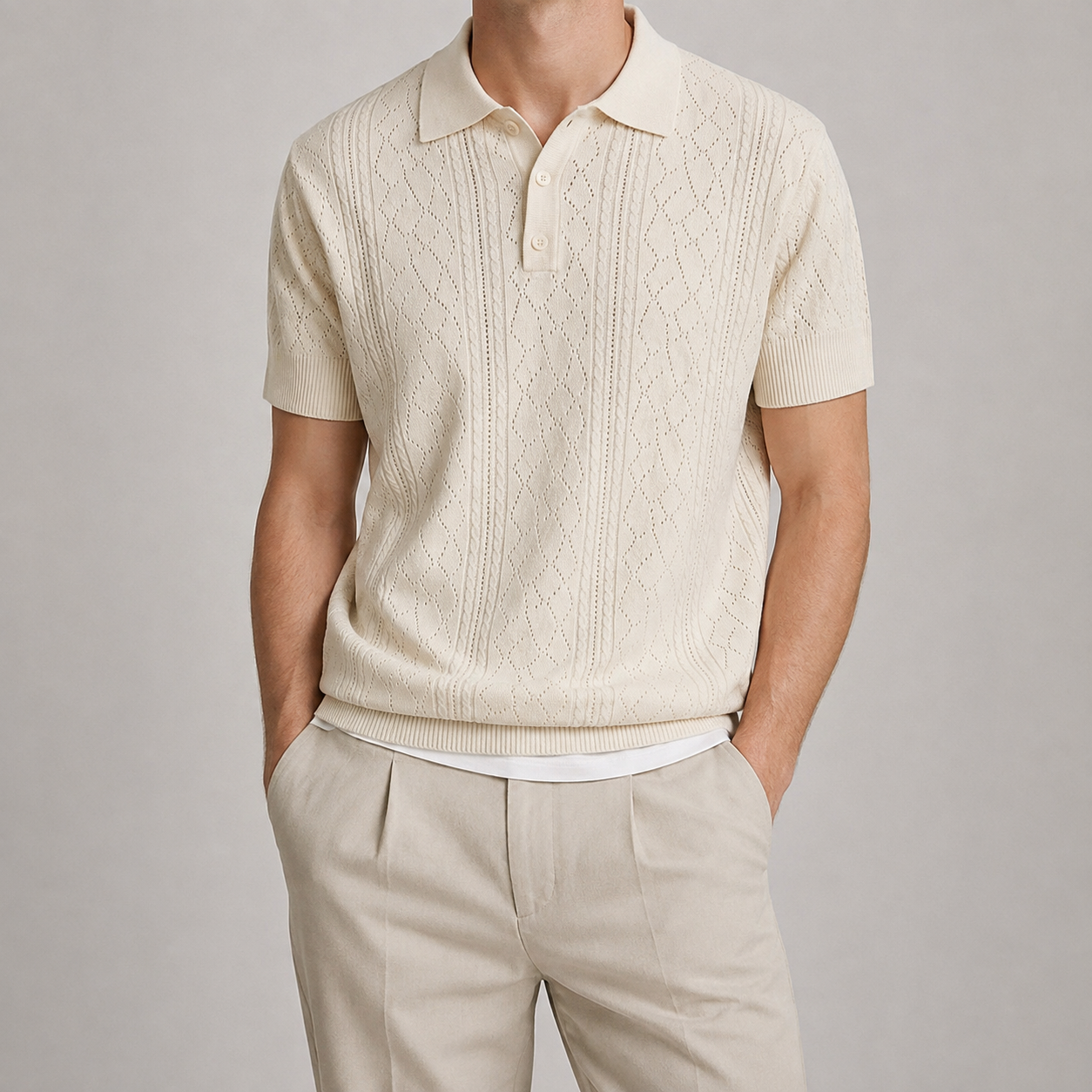 Sitges Pointelle Knit Polo Shirt