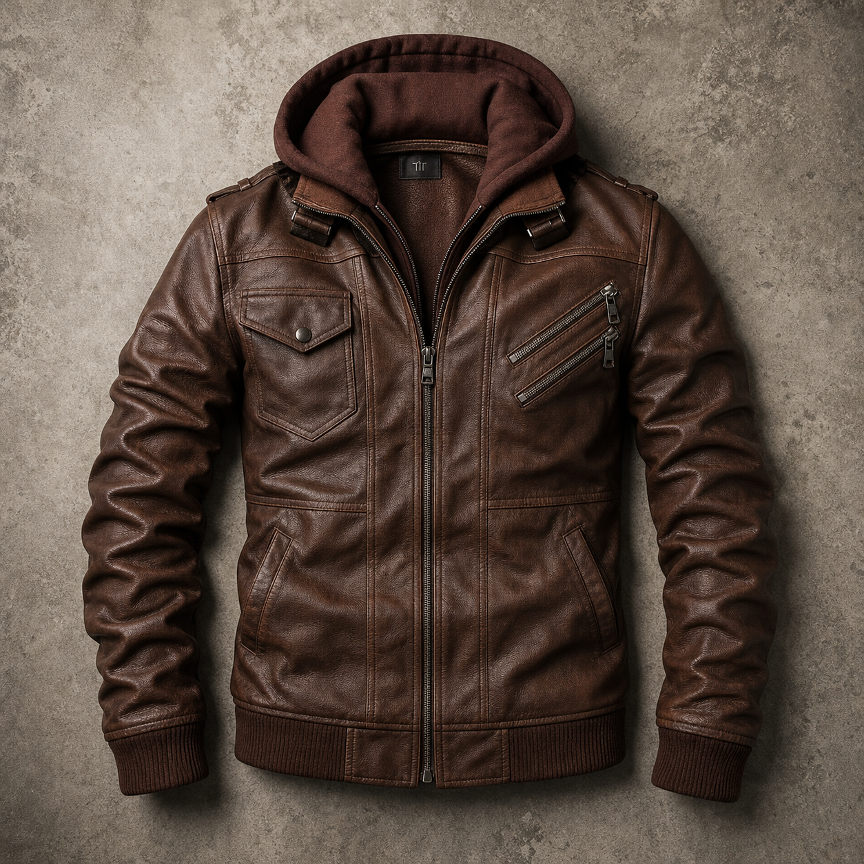 Salamanca Hooded Faux Leather Moto Jacket