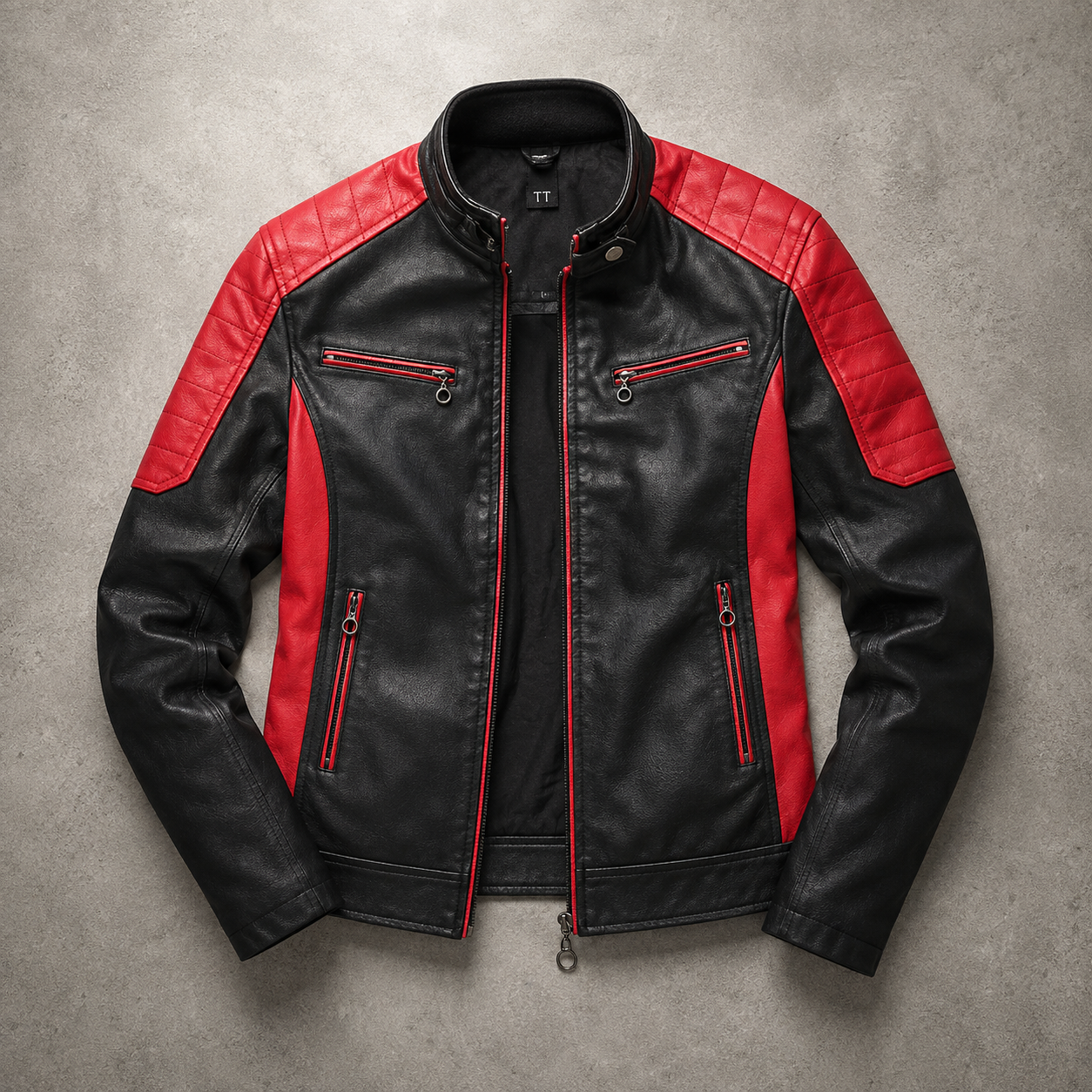 Toledo Color Block Faux Leather Biker Jacket