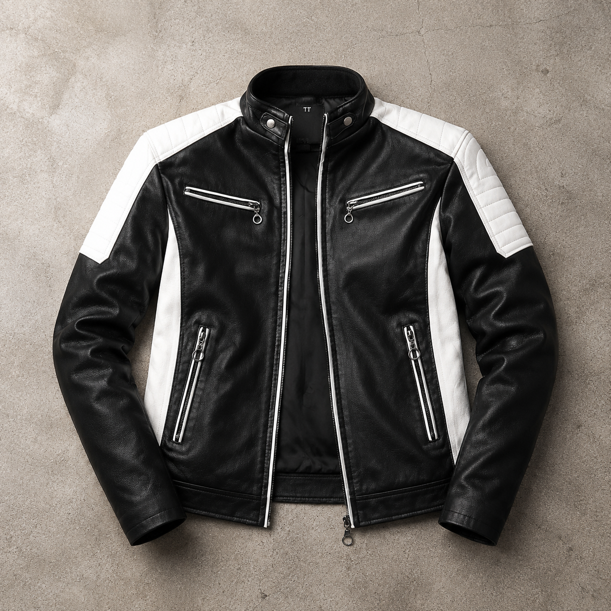 Toledo Color Block Faux Leather Biker Jacket