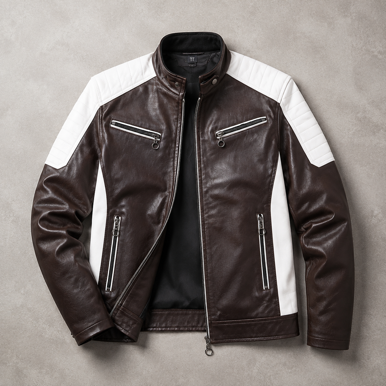 Toledo Color Block Faux Leather Biker Jacket