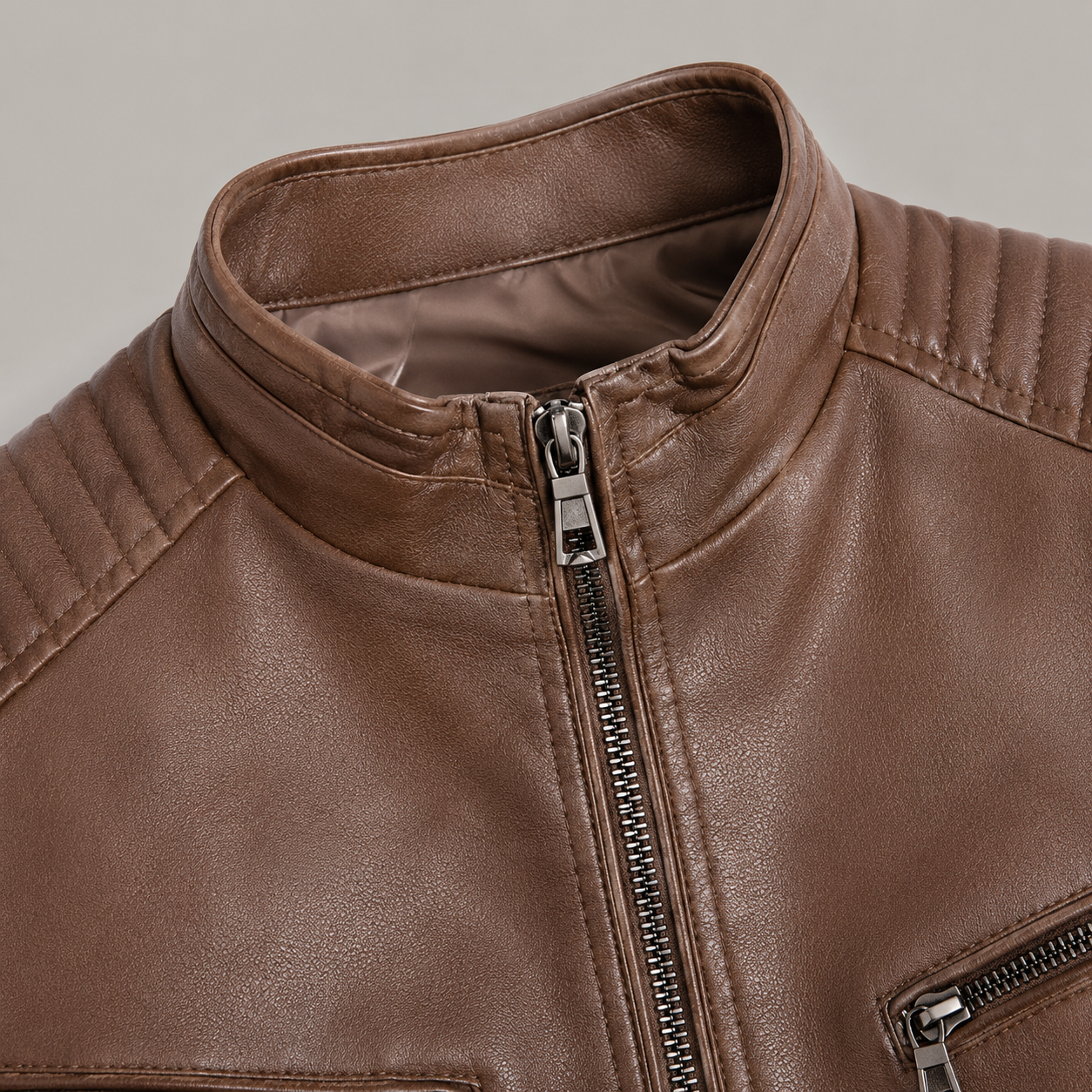 Granada Quilted Shoulder Faux Leather Jacket