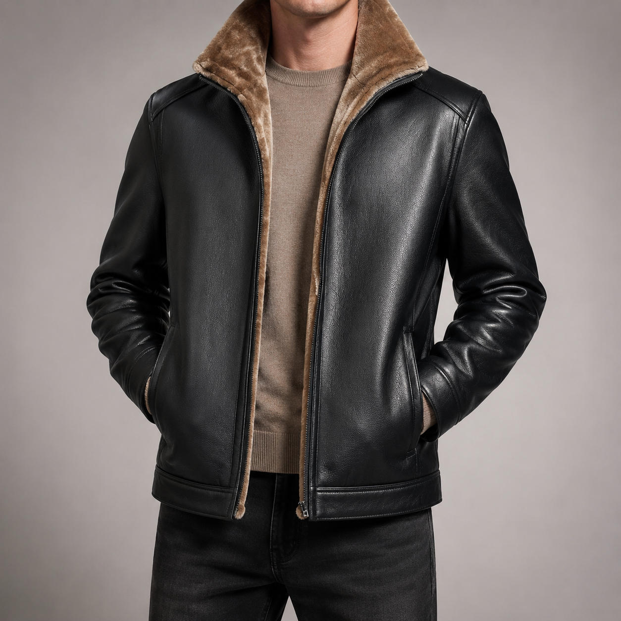 Valencia Faux Fur Lined Leather Style Jacket