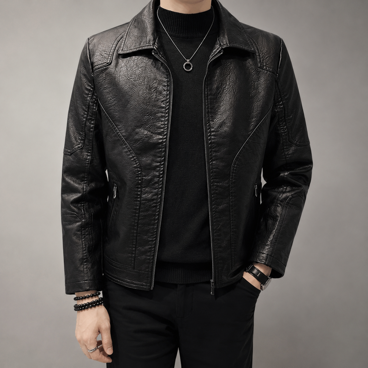 Cascais Slim Fit Faux Leather Jacket