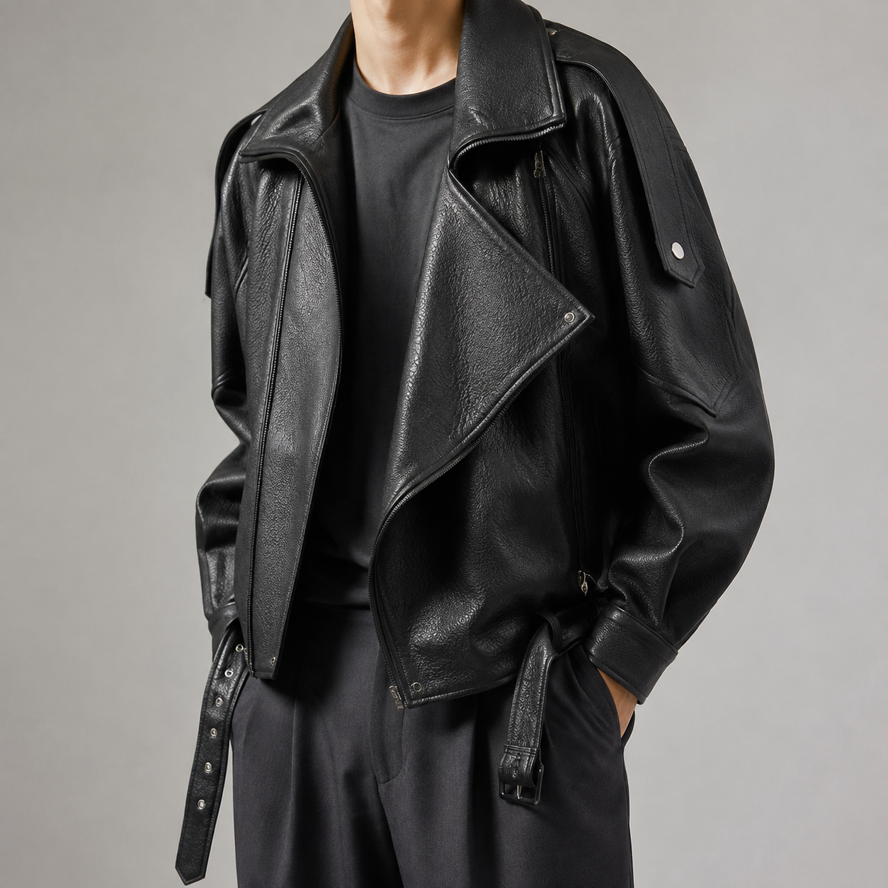 Sintra Oversized Belted Biker Jacket