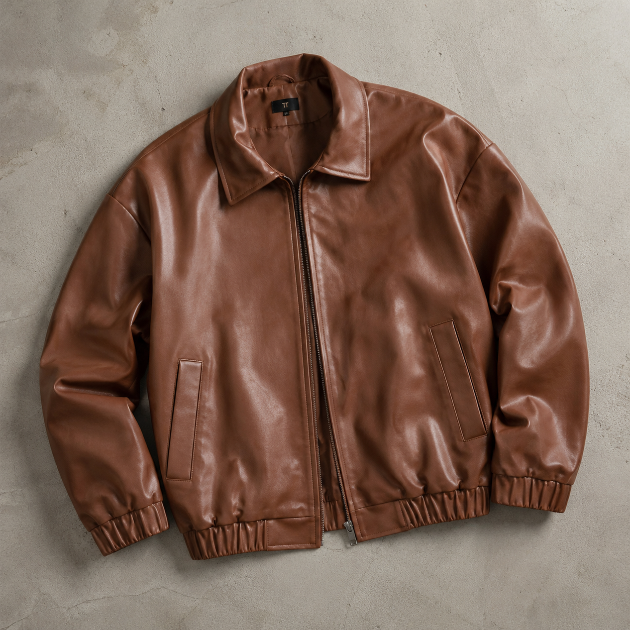 Lagos Relaxed Zip Front Faux Leather Jacket