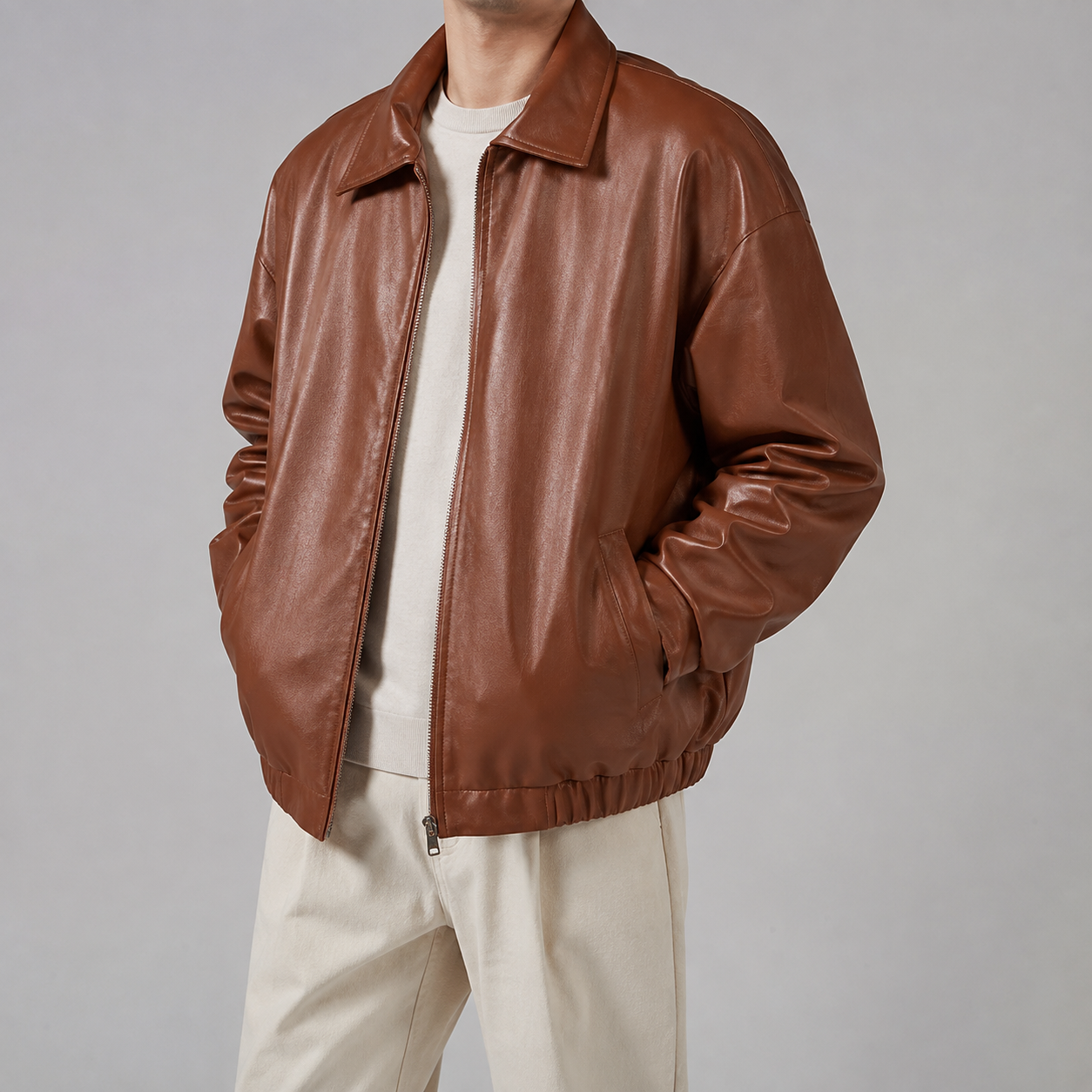 Lagos Relaxed Zip Front Faux Leather Jacket