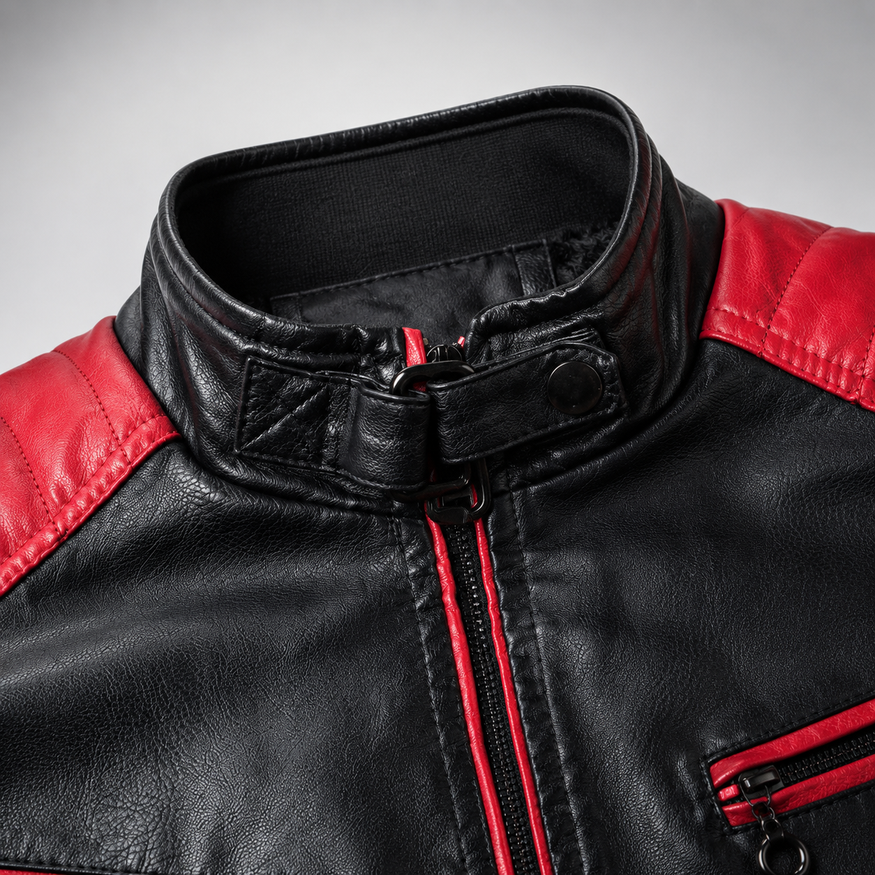 Braga Colour Block Stand Collar Moto Jacket