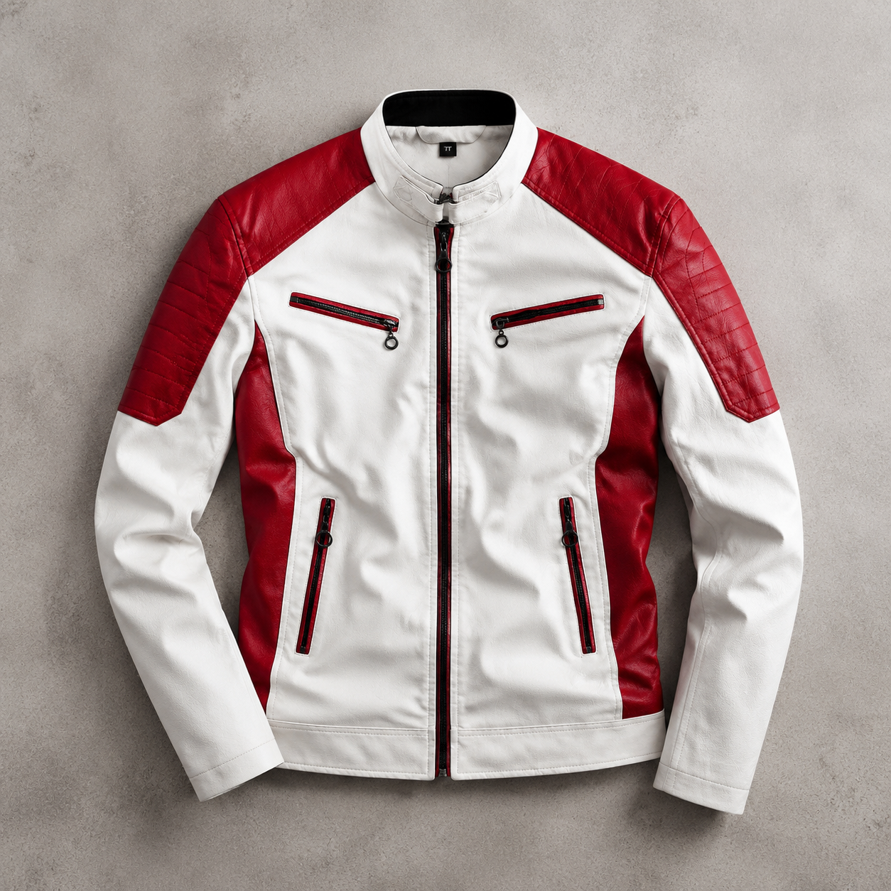 Braga Colour Block Stand Collar Moto Jacket