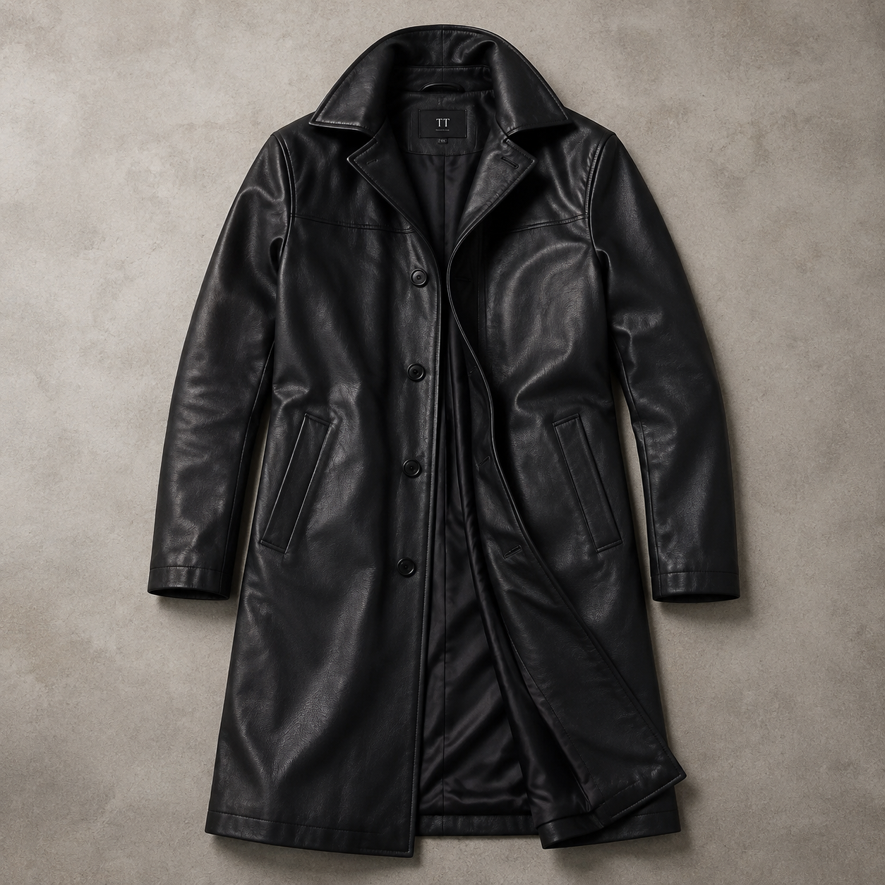 Porto Longline Faux Leather Trench Coat