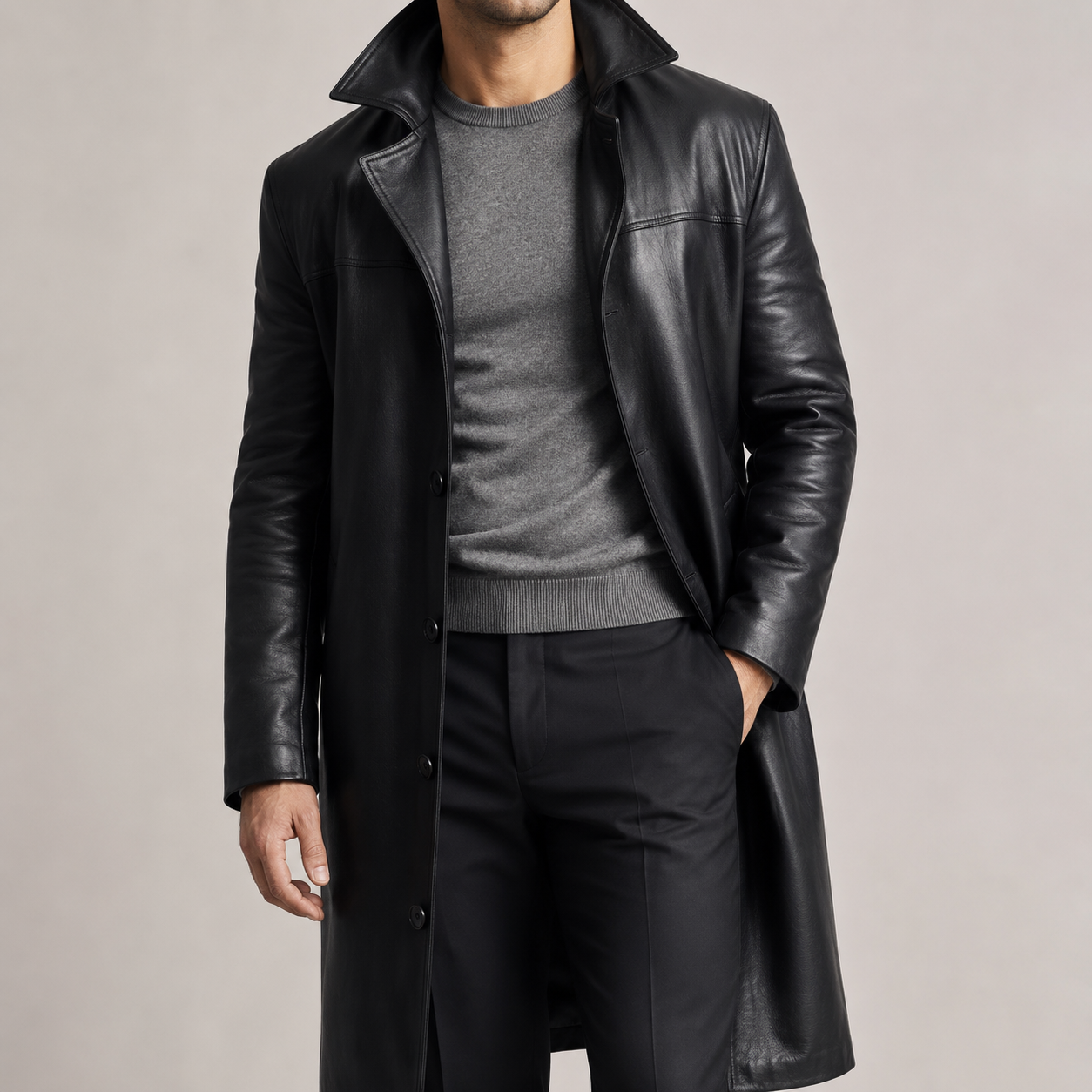 Porto Longline Faux Leather Trench Coat