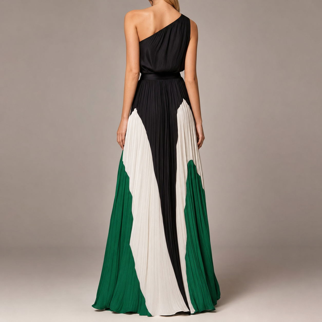 Mougins One Shoulder Pleated Maxi Dress