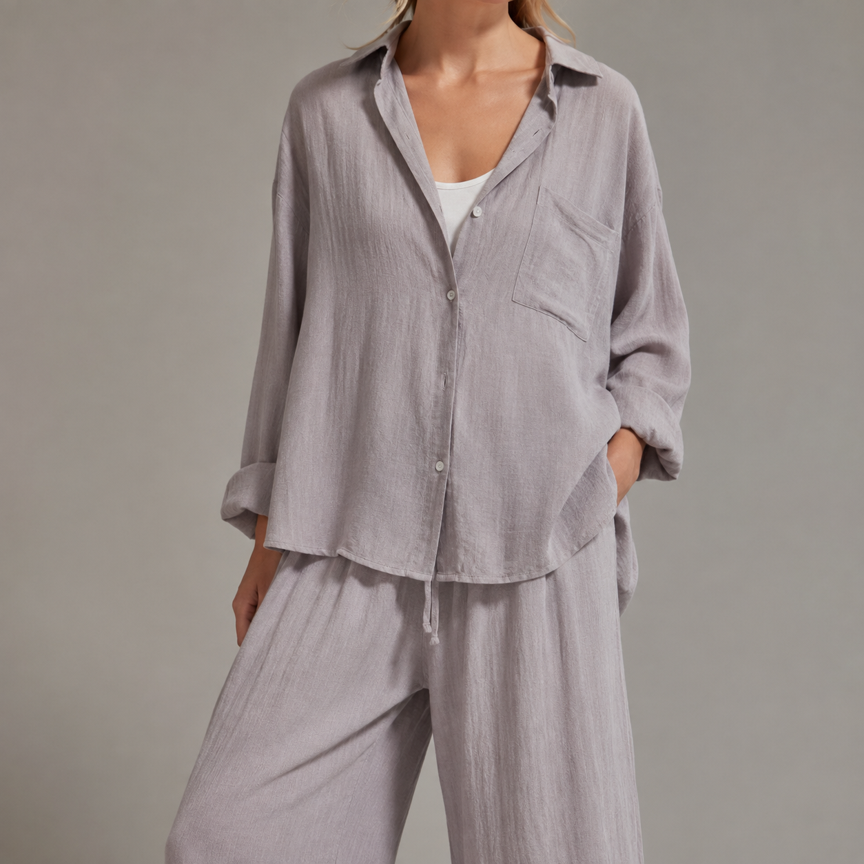 Vence Relaxed Shirt and Wide Leg Trouser Set