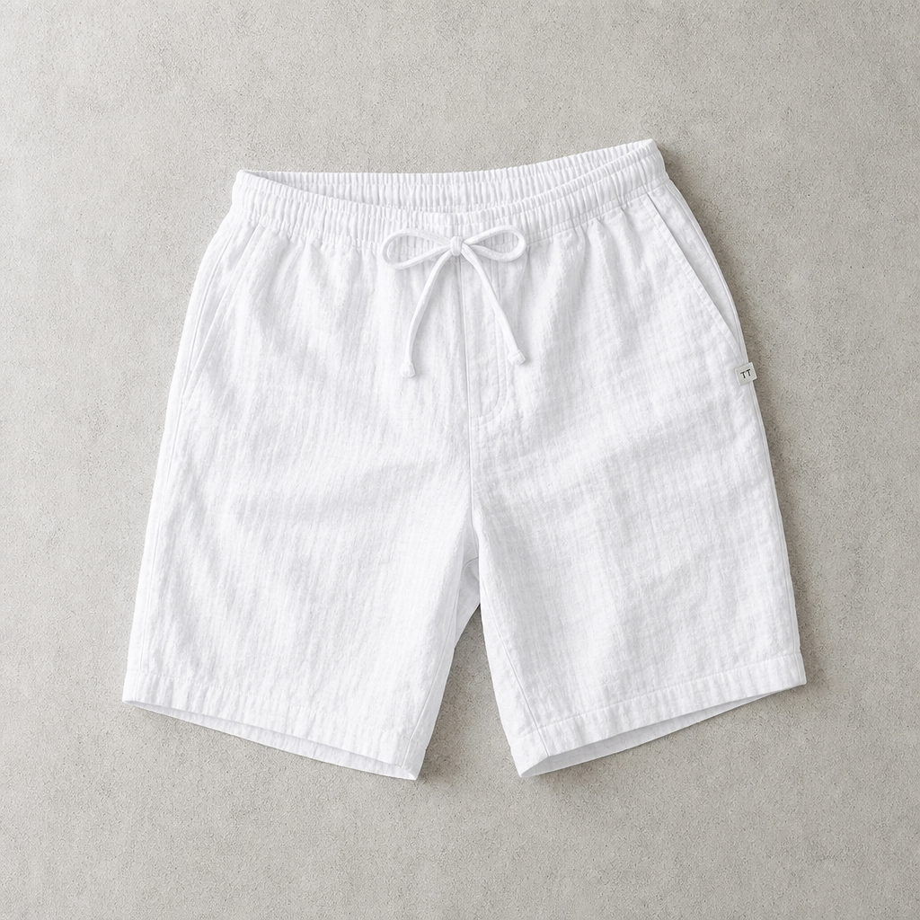 Eze Linen Blend Drawstring Beach Shorts