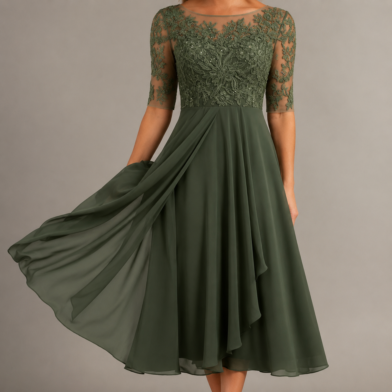 Beaulieu Lace Bodice Chiffon Occasion Dress