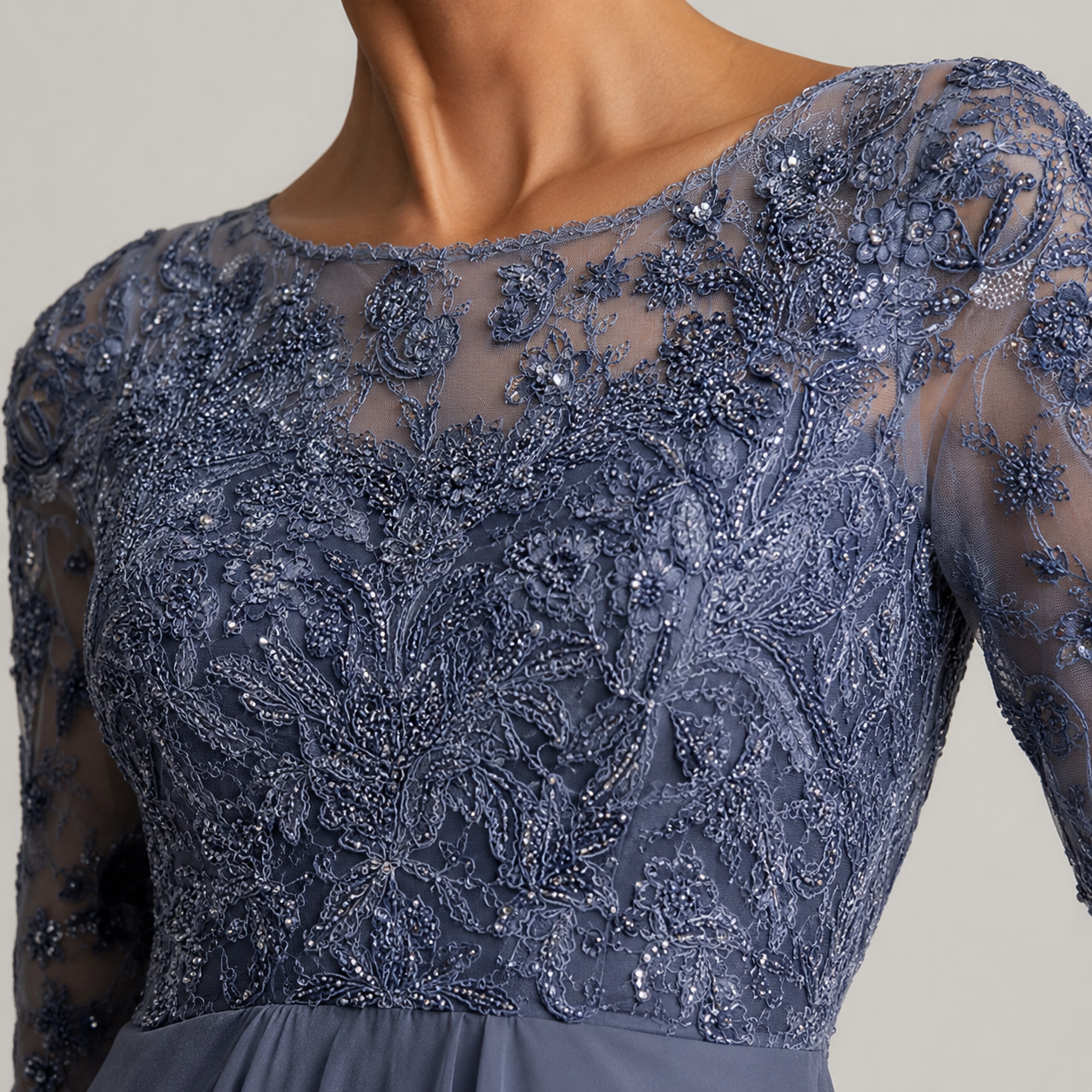 Beaulieu Lace Bodice Chiffon Occasion Dress