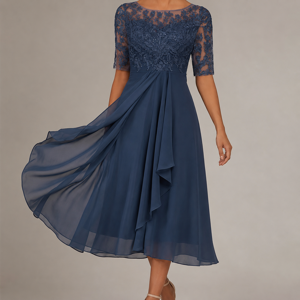 Beaulieu Lace Bodice Chiffon Occasion Dress