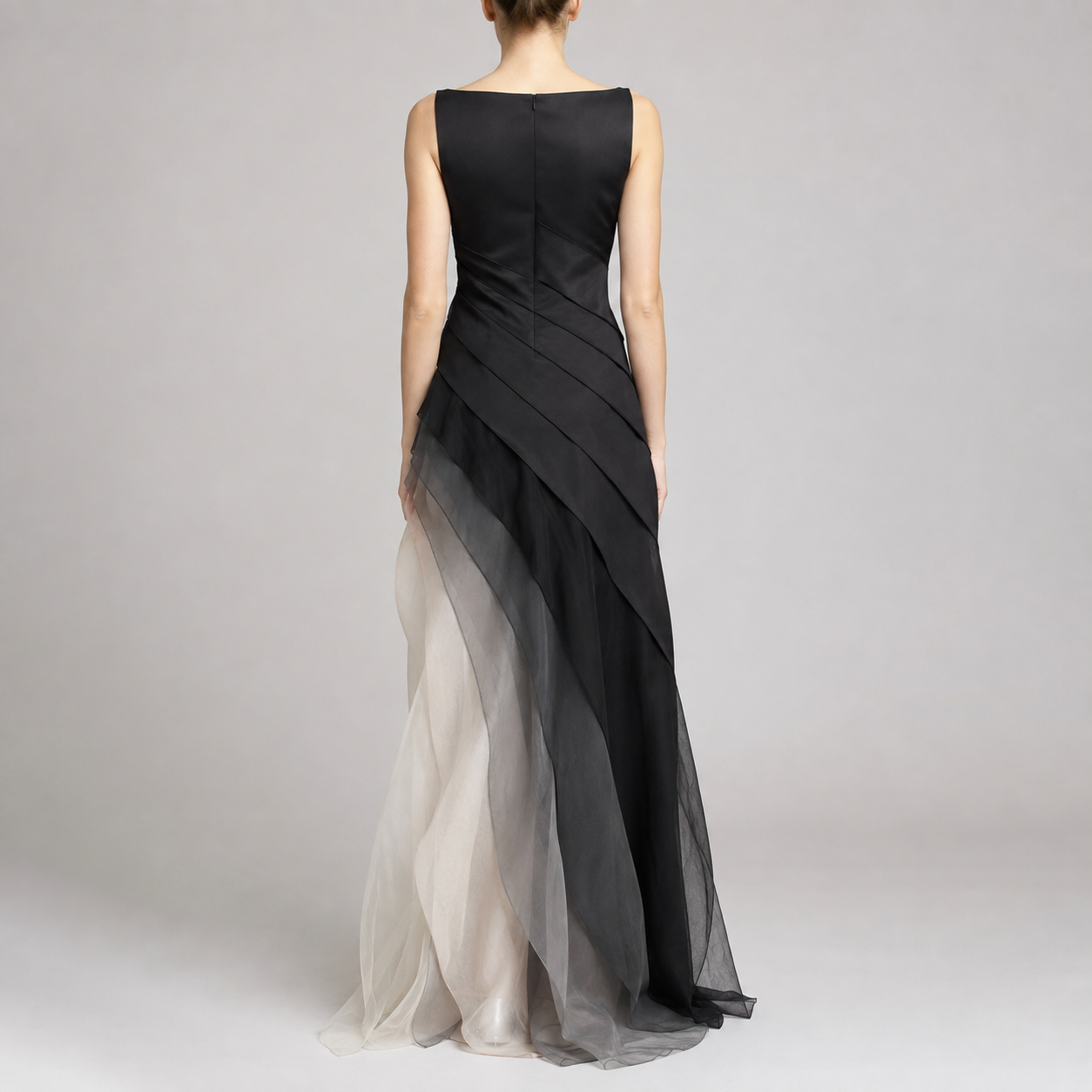 Cannes Sleeveless Tiered Ombre Evening Gown