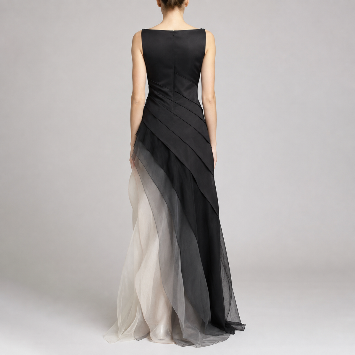 Cannes Sleeveless Tiered Ombre Evening Gown