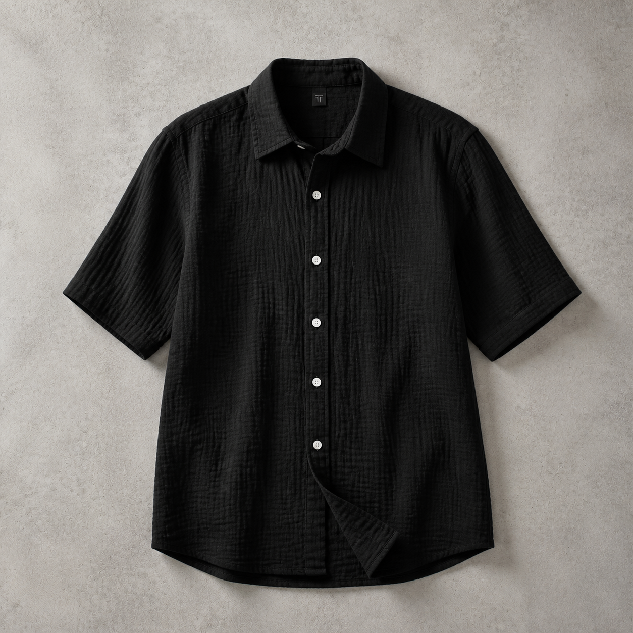Uzes Textured Cotton Short Sleeve Shirt