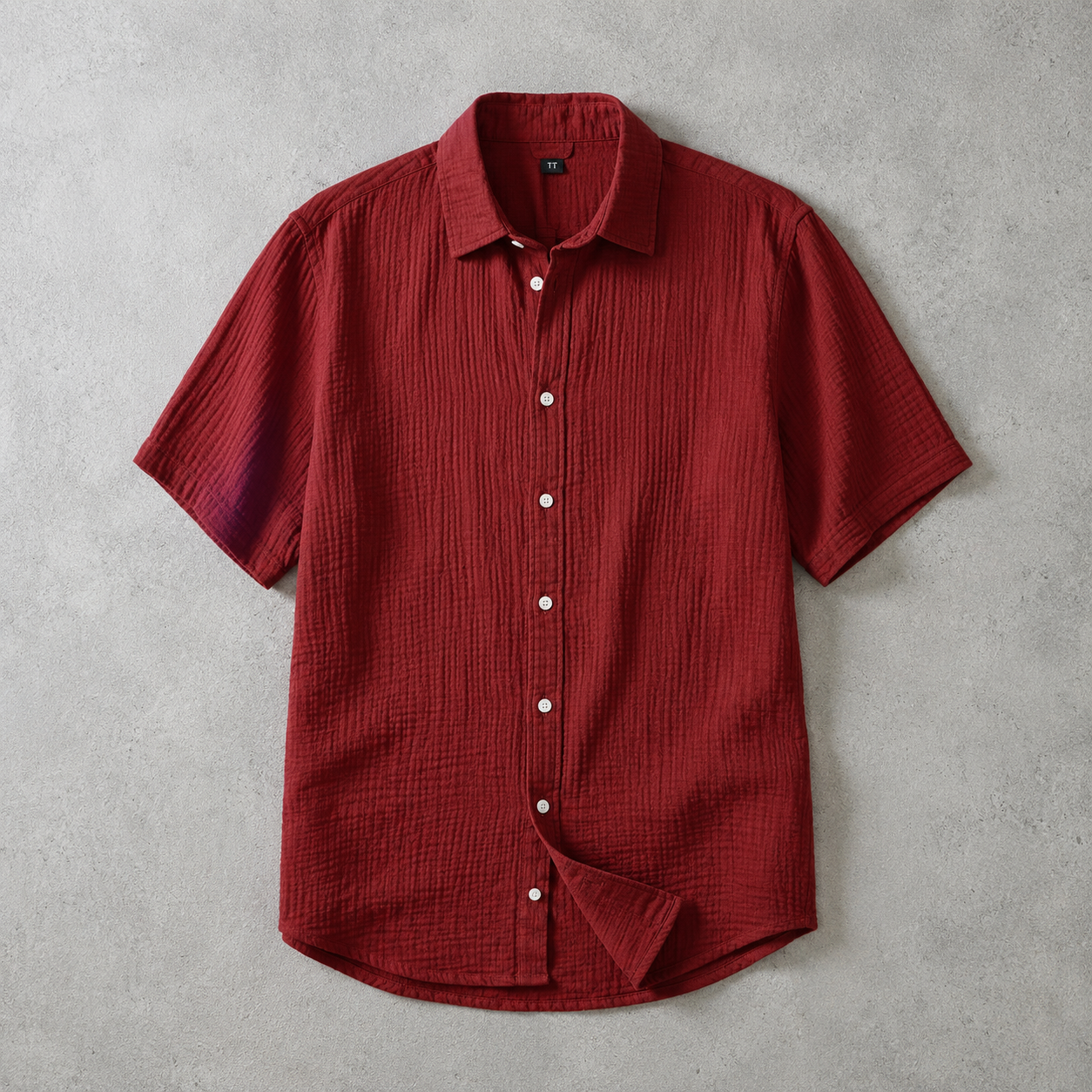 Uzes Textured Cotton Short Sleeve Shirt