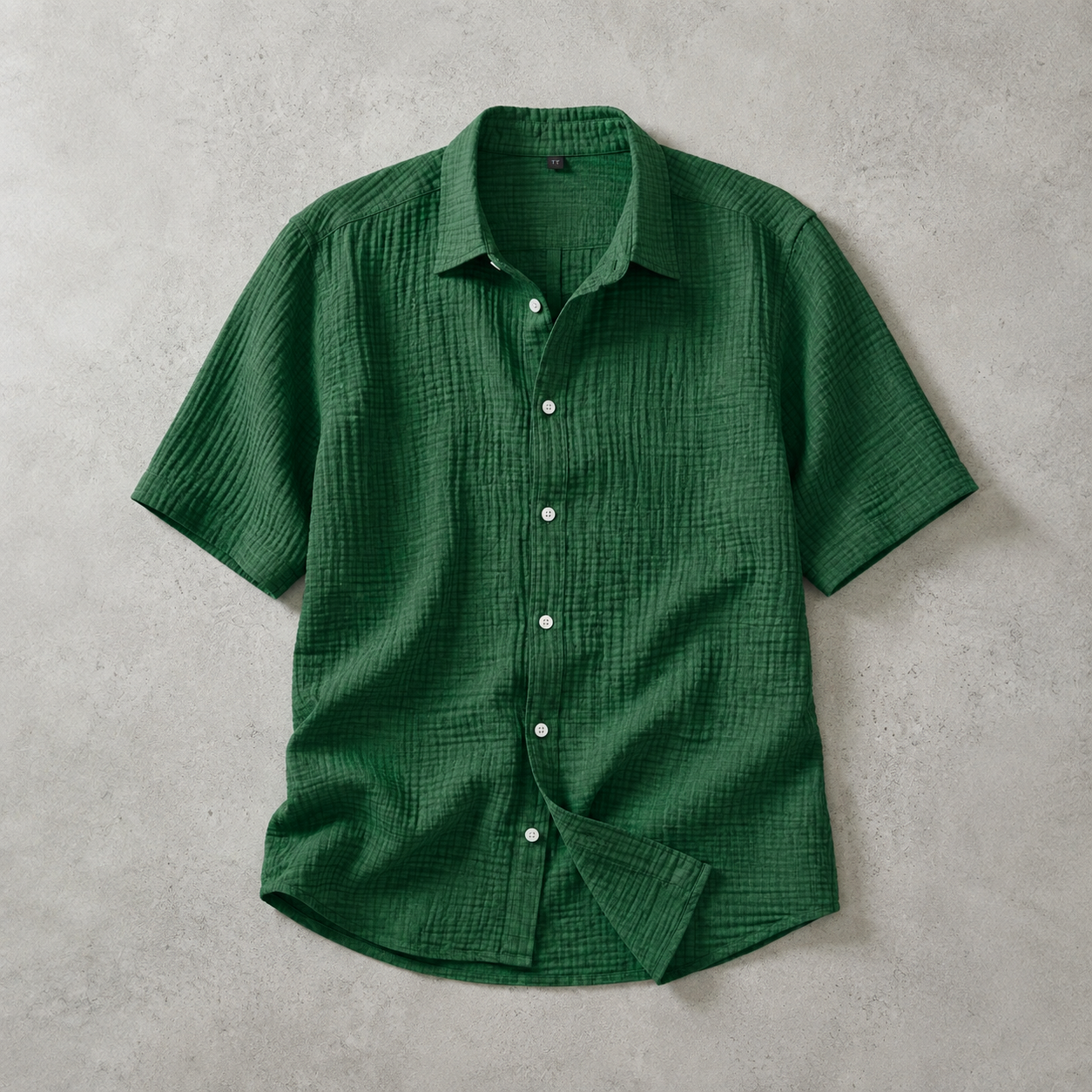 Uzes Textured Cotton Short Sleeve Shirt