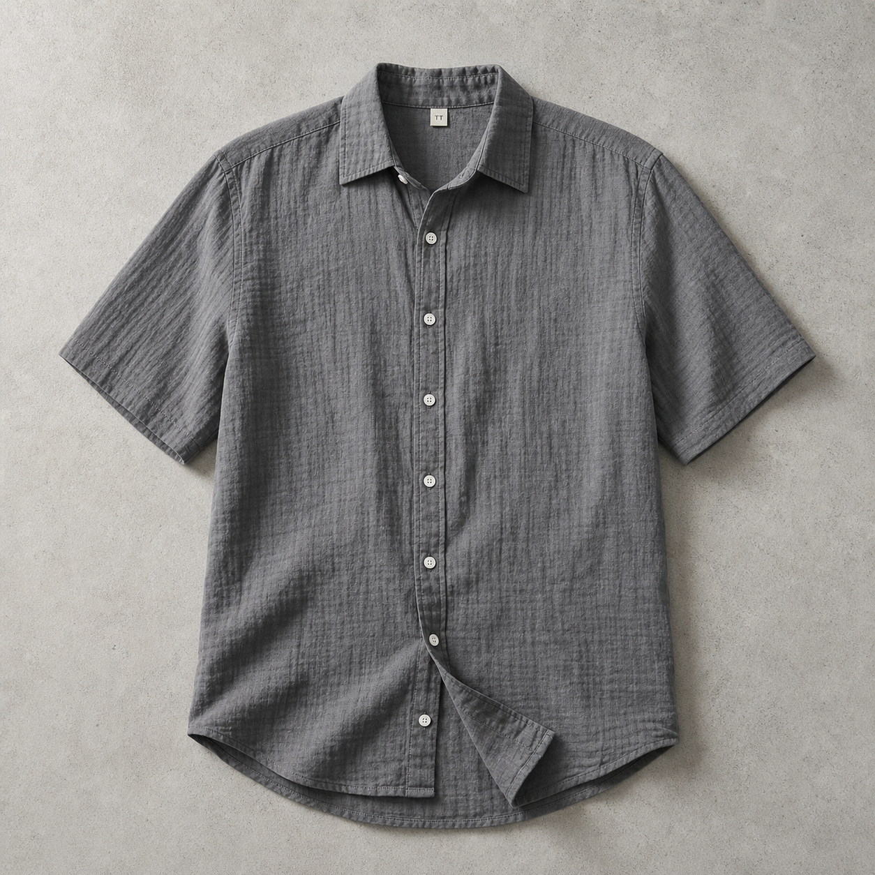 Uzes Textured Cotton Short Sleeve Shirt
