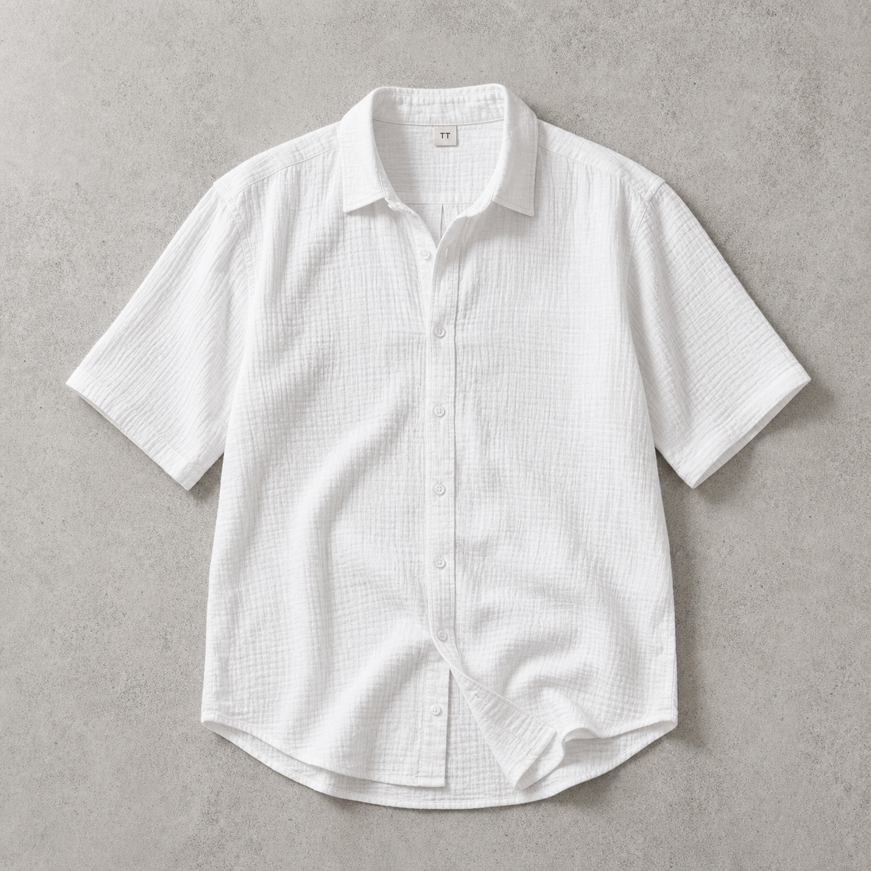 Uzes Textured Cotton Short Sleeve Shirt