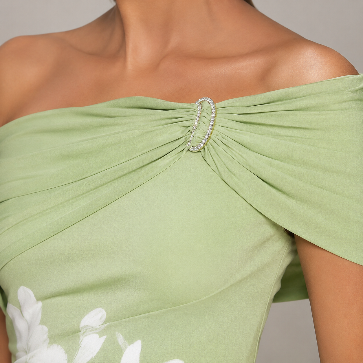 Spoleto Off Shoulder Floral Print Midi Dress