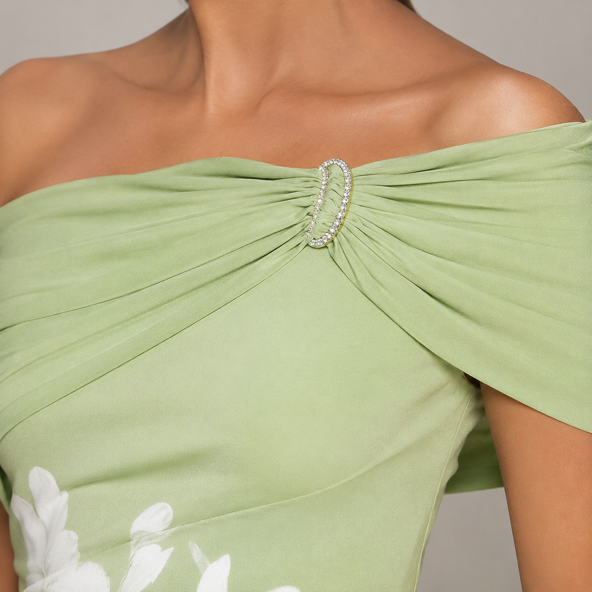 Spoleto Off Shoulder Floral Print Midi Dress