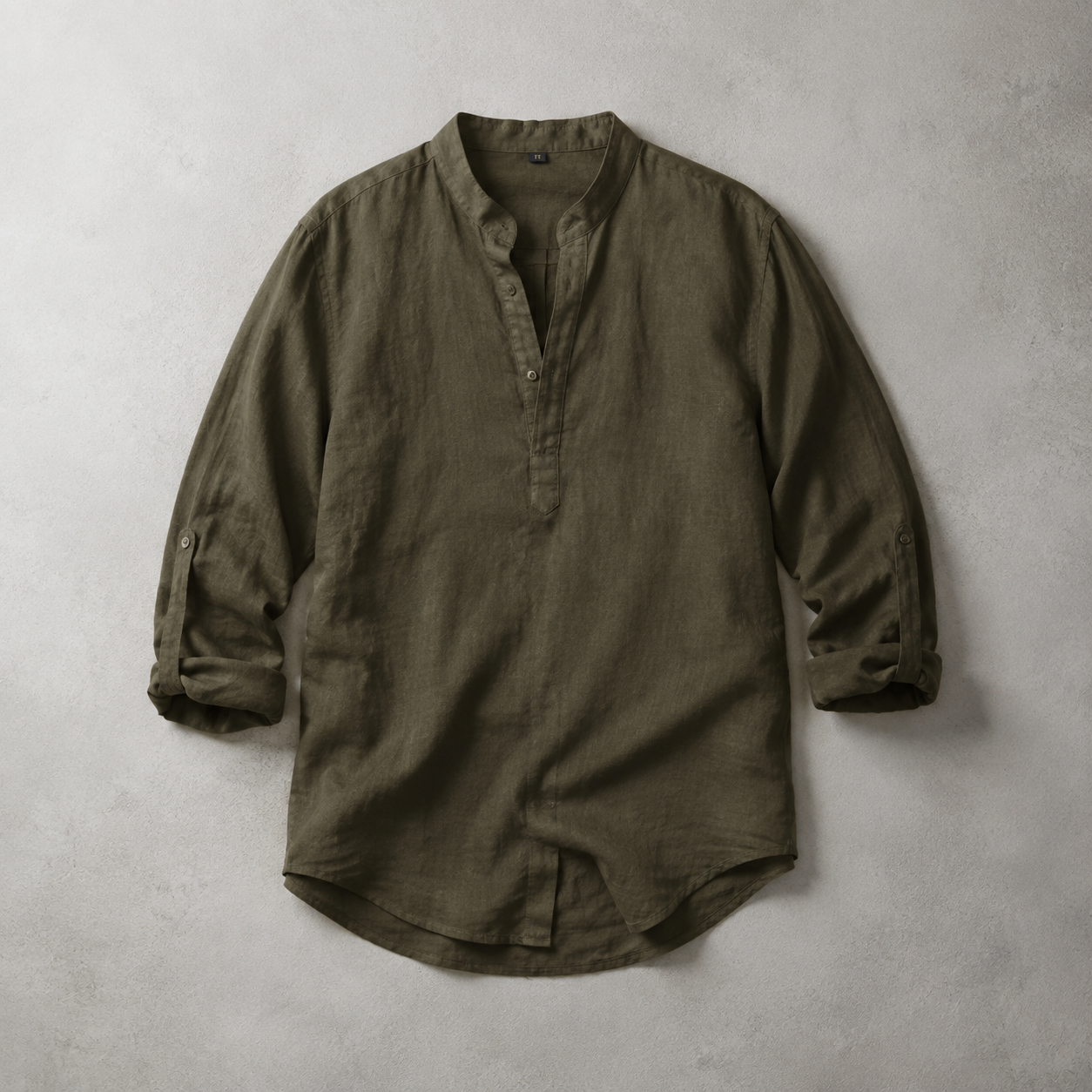 Assisi Linen Blend Band Collar Shirt
