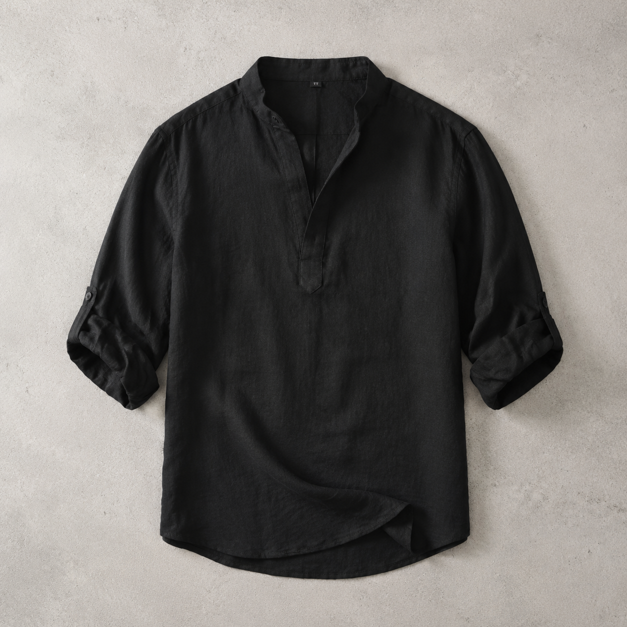 Assisi Linen Blend Band Collar Shirt