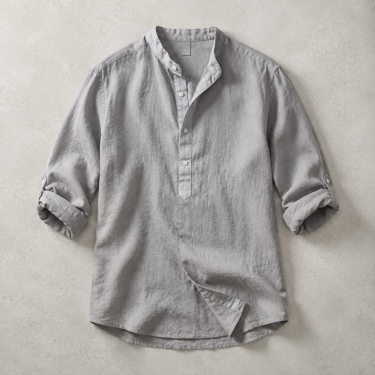 Assisi Linen Blend Band Collar Shirt