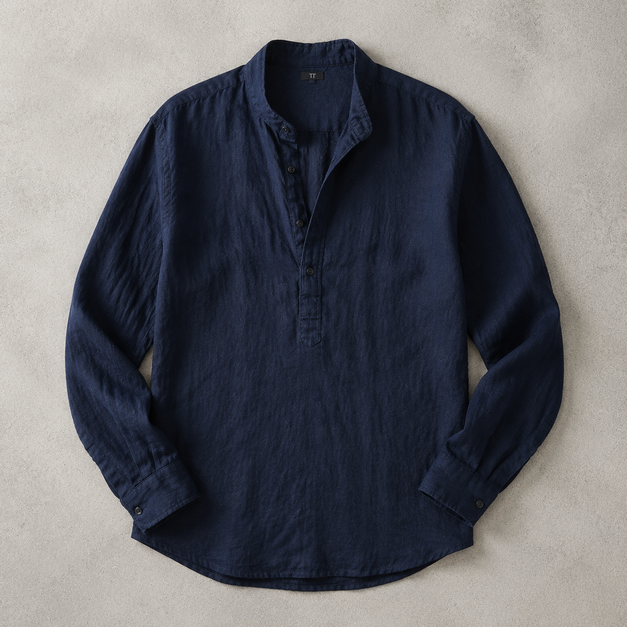 Assisi Linen Blend Band Collar Shirt