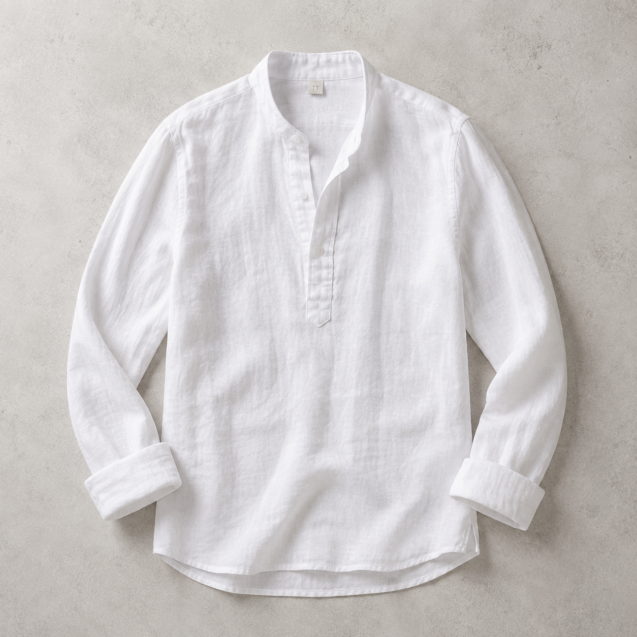 Assisi Linen Blend Band Collar Shirt