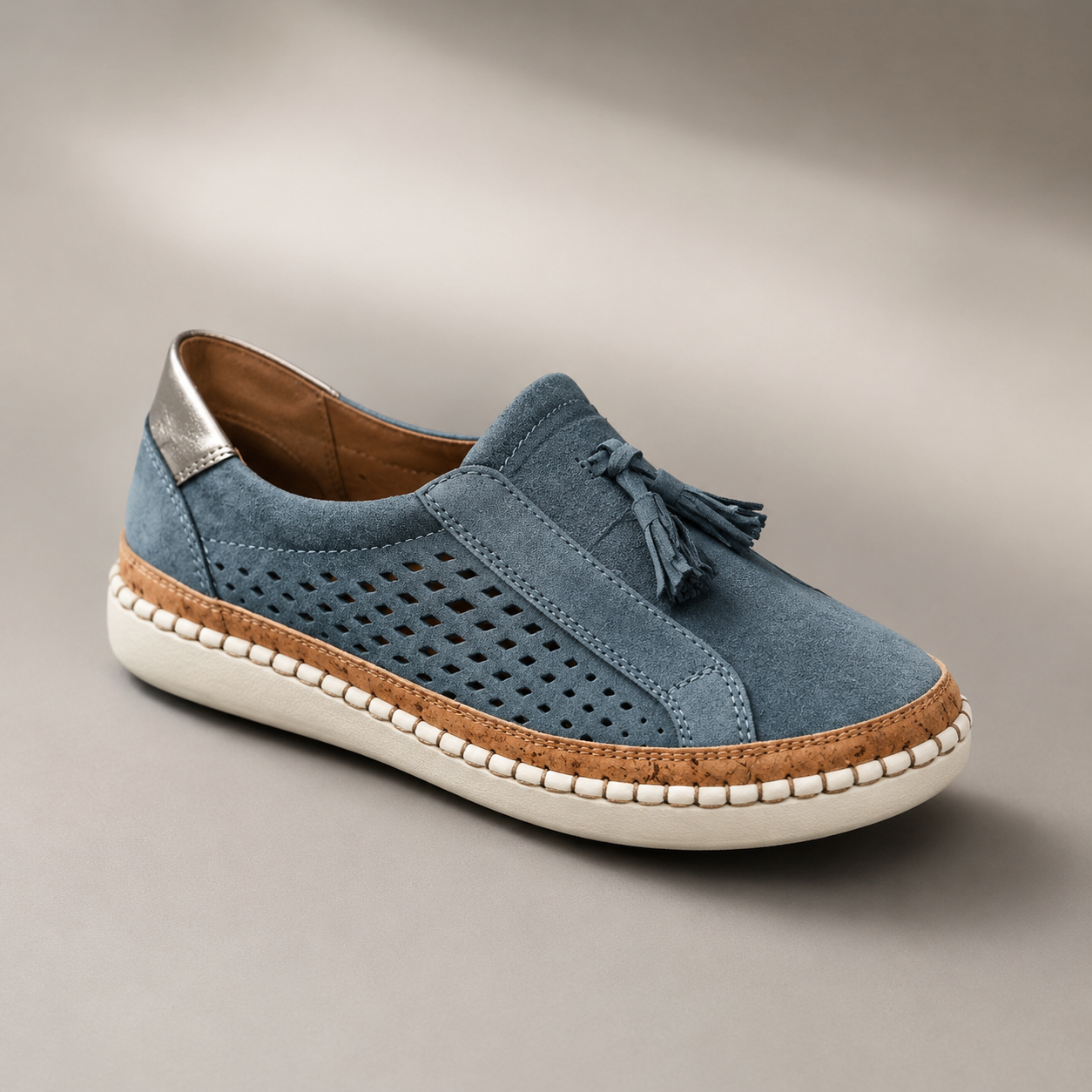 Volterra Perforated Tassel Slip On Sneaker