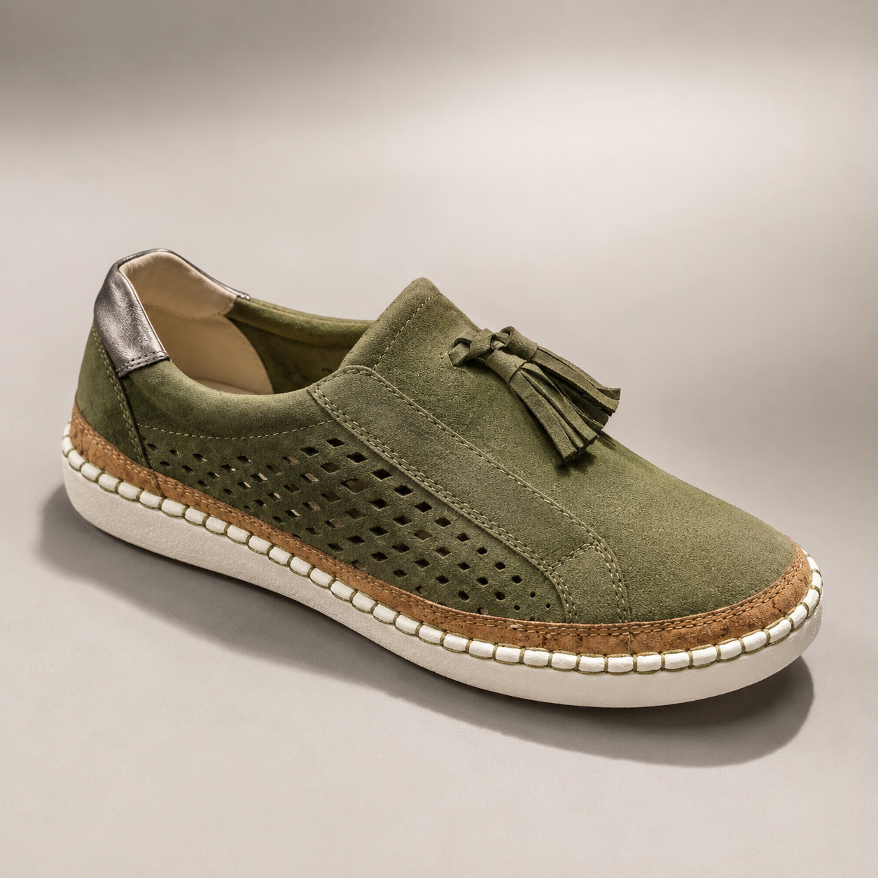 Volterra Perforated Tassel Slip On Sneaker